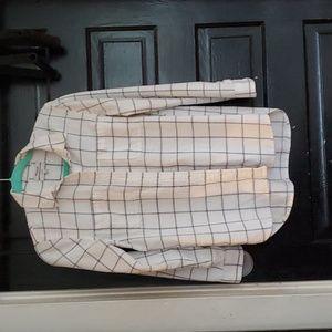 Madewell classic fit bottom down white, grey grid, size small